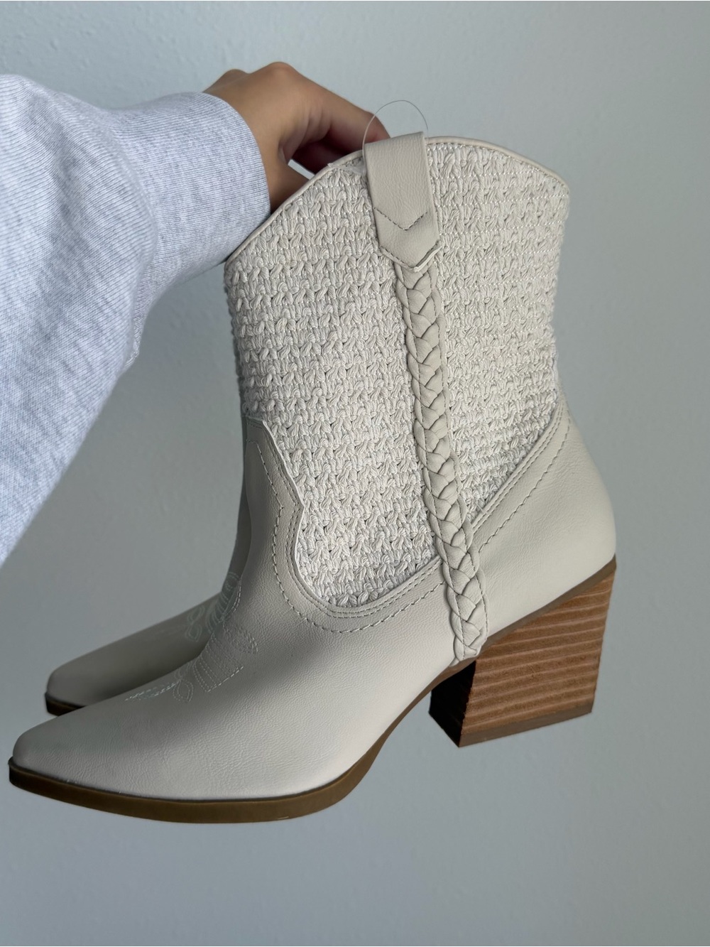 Dolce Vita Ivory Braided Western Ankle Boots - Women
